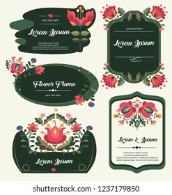 Floral frame vector set