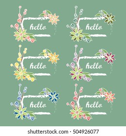 floral frame vector set. floral banner. greeting banner