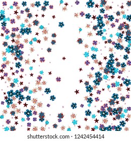 Floral Frame. Vector Square Pattern with Little Wild Flowers for Wallpaper, Banner, Placard. Floral Decoration for Wedding or Birthday Invitation. Trendy Design on White Background.