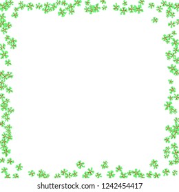 Floral Frame. Vector Square Pattern with Small Wild Flowers for Print, Brochure, Poster. Floral Decoration for Wedding or Birthday Invitation. Bright Design on White Background.