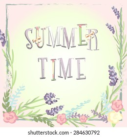 floral frame vector. summer time 