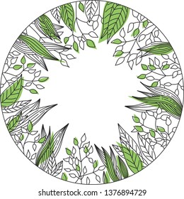 Floral frame. Vector template. Circle