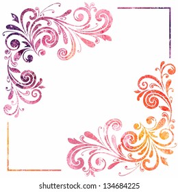 Floral frame. Vector watercolor background.