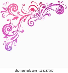 Floral frame. Vector watercolor background.