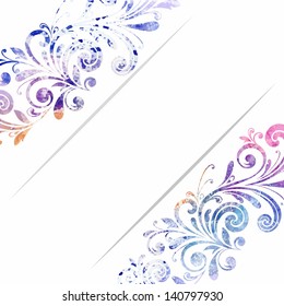 Floral frame. Vector watercolor background.