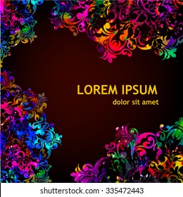  Floral  frame. Vector watercolor background.