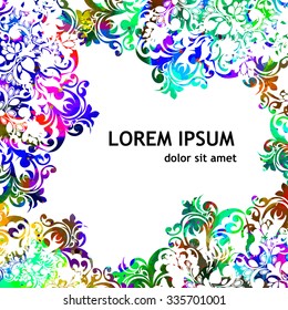  Floral  frame. Vector watercolor background.