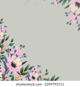 Blumenrahmen. Vektor-Wildblume für Hintergrund, Textur, Wrapper-Muster, Rahmen oder Rahmen. Blumenrahmen aus wilden, wilden Blumen. floraler Rahmenhintergrund.