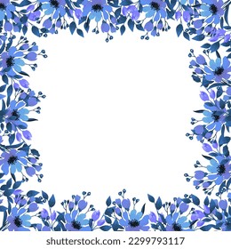 Blumenrahmen. Vektor-Wildblume für Hintergrund, Textur, Wrapper-Muster, Rahmen oder Rahmen. Blumenrahmen aus wilden, wilden Blumen. floraler Rahmenhintergrund.
