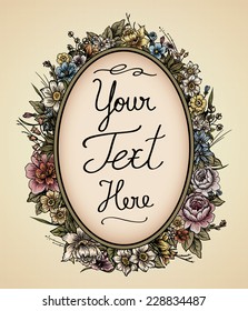 Floral frame with a very detailed botanical theme