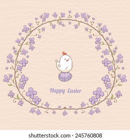Floral Frame with violet flowers