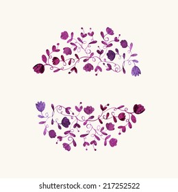 Floral frame. Watercolor floral pattern. Floral design elements.