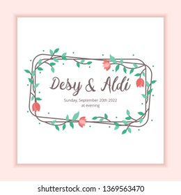 Floral frame wedding invitation card template