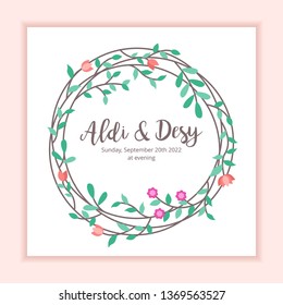 Floral frame wedding invitation card template