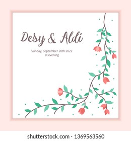 Floral frame wedding invitation card template