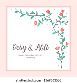 Floral frame wedding invitation card template
