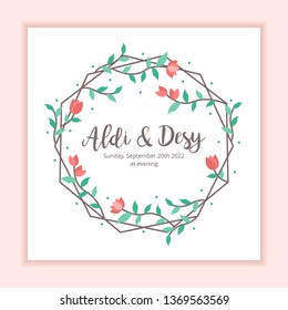 Floral frame wedding invitation card template