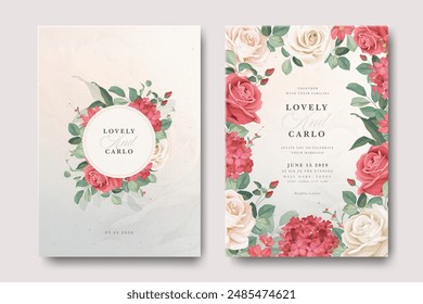 floral frame wedding invitation card with beautiful rose flowers	