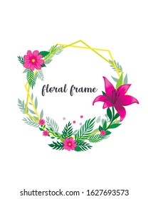 floral frame wedding invitation vector