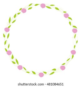 Floral frame for wedding invitations and cards birthday.  Rose flowers arranged in a shape of the wreath