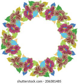 Floral Frame. Wreath of beautiful flowers for wedding invitations and birthday cards