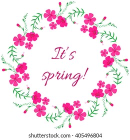 Floral frame, wreath design element. Simple and elegant modern floral frame with copy space. Isolated on white background. Perfect for wedding invitations, store banners and birthday cards