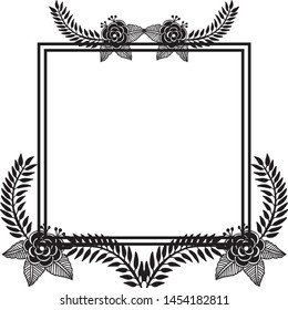 Floral frame. Floral wreath. Unique decoration for greeting card, wedding invitation. Vector