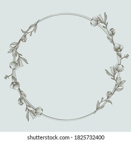 Floral frame wreaths of flowers. wedding ornament