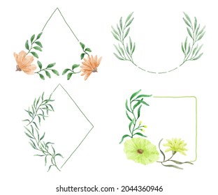 Floral Frame wreaths. Set of frame watercolor flowers. Watercolor colorful bouquet alstroemeria flower. Floral botanical flower. for graphic designer decorate, product design and card