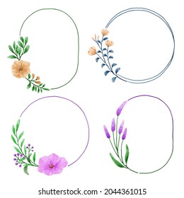 Floral Frame wreaths. Set of frame watercolor flowers. Watercolor colorful bouquet alstroemeria flower. Floral botanical flower. for graphic designer decorate, product design and card