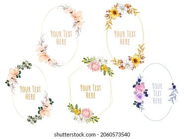 Floral Frame wreaths. Set of frame watercolor flowers. Watercolor colorful bouquet alstroemeria flower. Floral botanical flower. for graphic designer decorate, product design and card