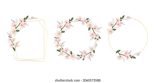 Floral Frame wreaths. Set of frame watercolor flowers. Watercolor colorful bouquet alstroemeria flower. Floral botanical flower. for graphic designer decorate, product design and card