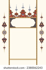 Floral Frame for your design. Traditional Islamic Design. Elegance Background with Text input area in a center. Premium A4 vector illustration template. Suitable for greeting card, poster, invitation 