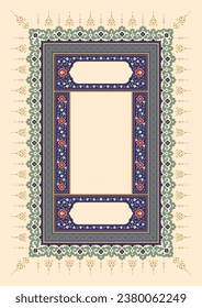 Floral Frame for your design. Traditional Islamic Design. Elegance Background with Text input area in a center. Premium A4 vector illustration template. Suitable for greeting card, poster, invitation 