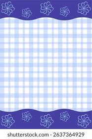 Floral Framed Gingham Template in Soft Purple Tones