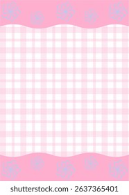 Floral Framed Gingham Template in Soft Pink Tones