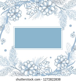 Floral framed wedding invitation vector