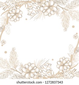 Floral framed wedding invitation vector