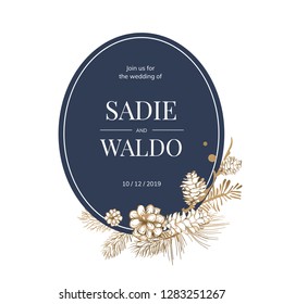 Floral framed wedding invitation vector