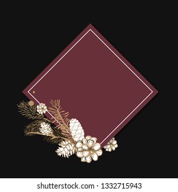 Floral framed wedding invitation vector