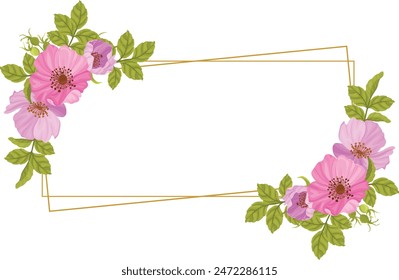 marcos florales con hermosas rosas silvestres, marcos de boda, saludos, diseños de estampado y Anuncios