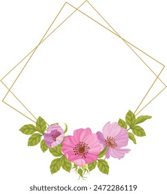 floral frames with beautiful wild roses, wedding frames, greetings, print designs and banners