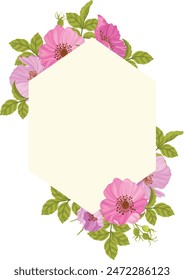 floral frames with beautiful wild roses, wedding frames, greetings, print designs and banners