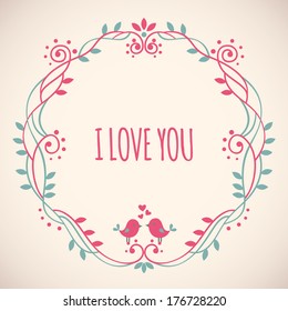 Floral frames with bird and text. Vector illustration