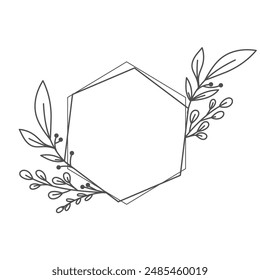 Floral frames borders, wreaths Trendy Line drawing, line art style  ,Hand drawn design elements , Flat Modern design isolated on white background ,Vector illustration EPS 10