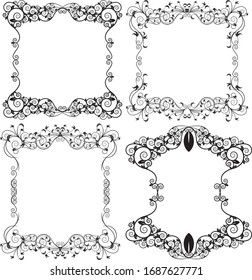 Floral frames collection. Decorative vector border.