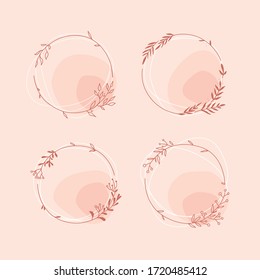  Floral frames. Elements for decoration on white background. Round frames.