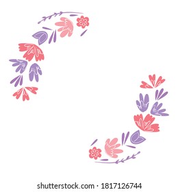 Marcos florales para tarjeta de felicitación. Para celebrar el cumpleaños, el día de San Valentín, la boda. Postal romántica. Ilustración del vector aislada en fondo blanco