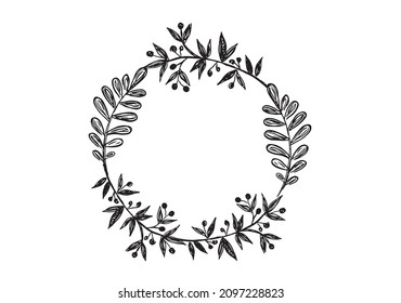 Dibujo a mano de marcos florales.