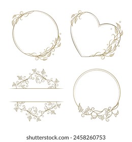 Floral frames and monograms set. Vector graphic templates.